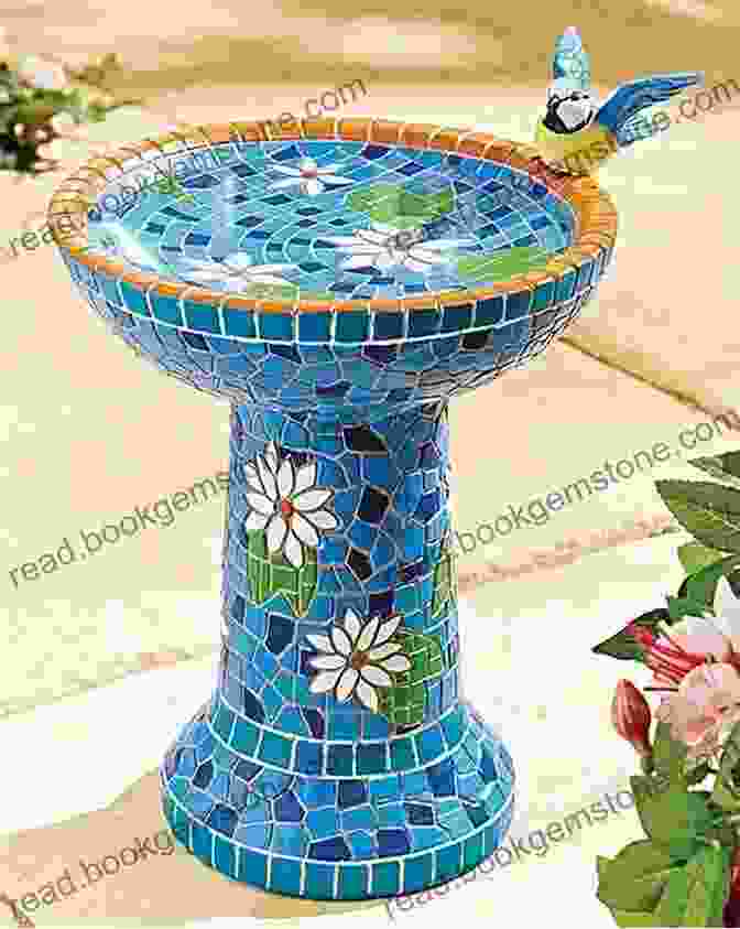 A Captivating Mosaic Bird Bath With Vibrant Tiles And Intricate Patterns Vibrant Watercolor Birds: 24 Effortless Projects Of Showstopping Avian Species