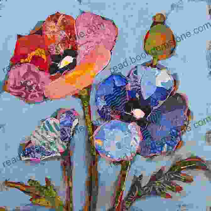 A Mixed Media Flower Collage, Showcasing A Harmonious Arrangement Of Petals, Leaves, And Found Objects, Creating A Vibrant And Textural Composition. Contemporary Flowers In Mixed Media