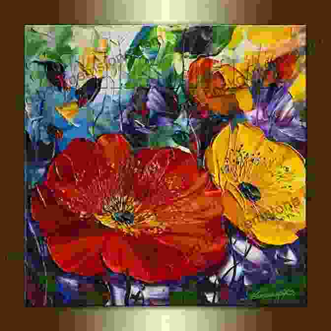 A Stunning Contemporary Flower Painting In Mixed Media, Showcasing A Vibrant Burst Of Colors And Expressive Brushstrokes. Contemporary Flowers In Mixed Media