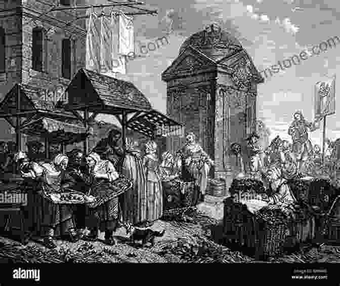 Engraving Of A Bustling 17th Century Market Square With People Shopping, Trading And Socializing. 1300 Real And Fanciful Animals: From Seventeenth Century Engravings (Dover Pictorial Archive)